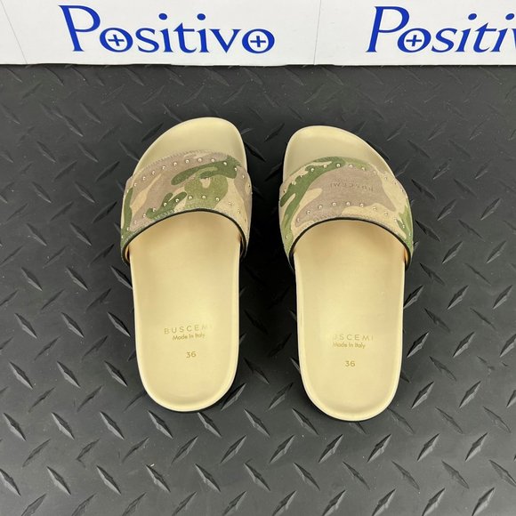 Buscemi Womens Slide Camou Suede Sandals US 6 EU 36 - Picture 3 of 6